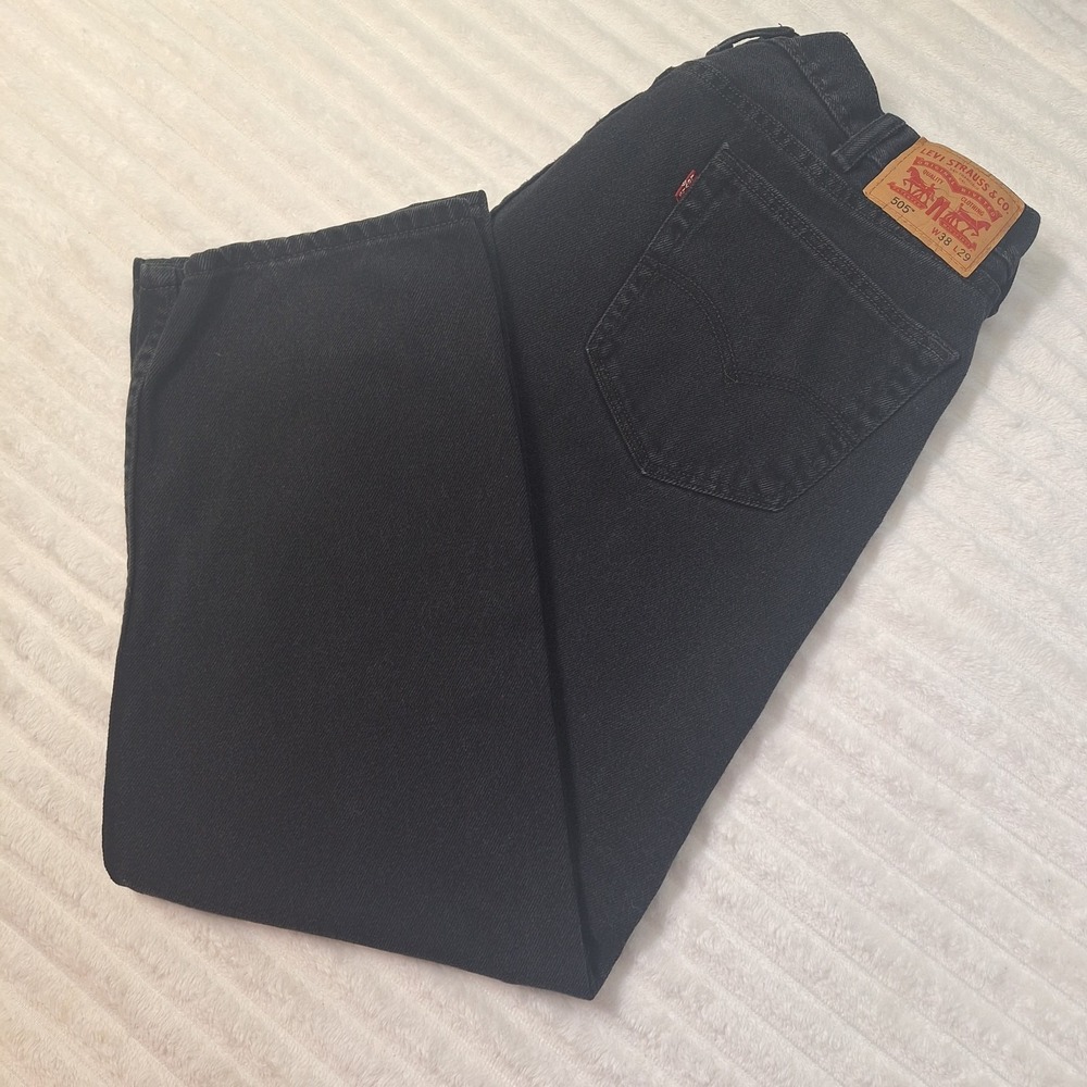 Levi's 505 St Leg Regular Fit Jeans Mens 38x29 Black Western Workwear Chore